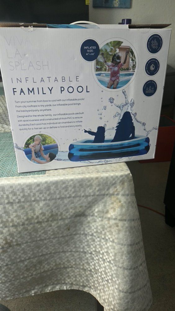 Viva La Splash Inflatable Family Pool - 81" x 52" Large Backyard Water Play, Durable PVC