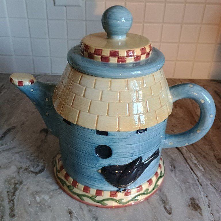 Birdhouse Teapot Cookie Jar