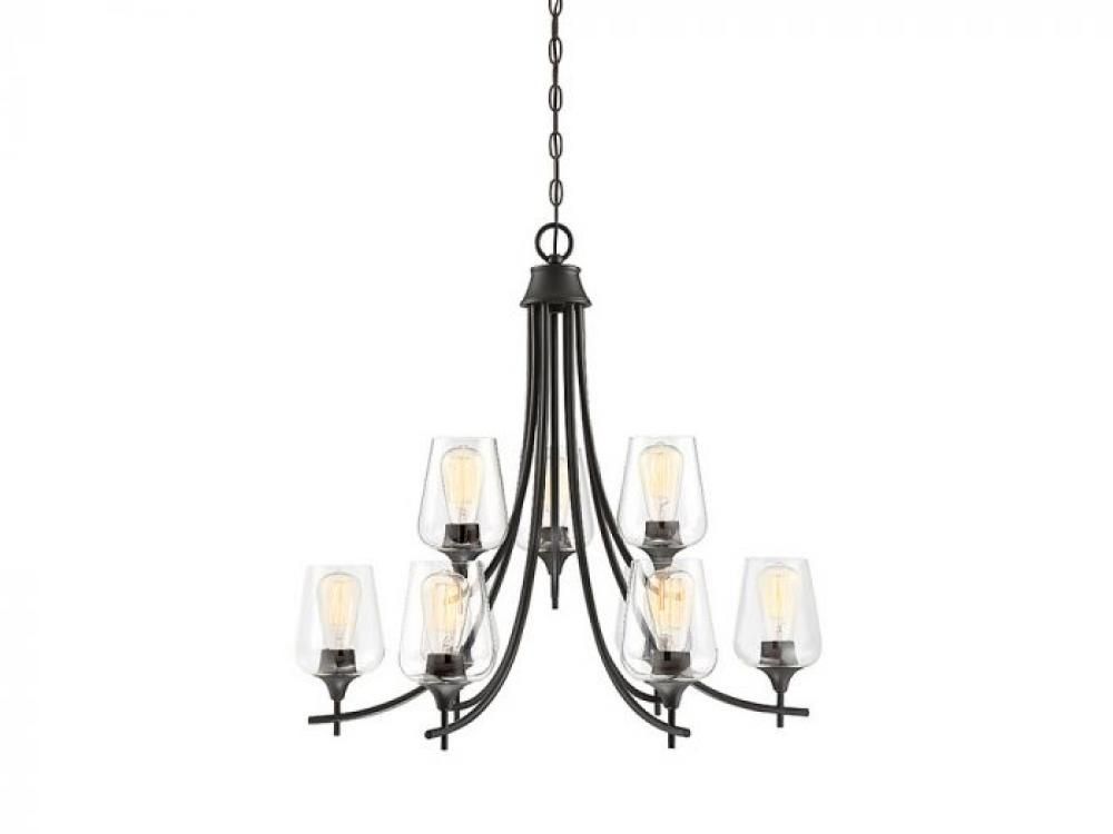 Transitional / Modern Traditional 9 Light Chandelier in Bronze