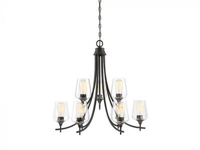 Transitional / Modern Traditional 9 Light Chandelier in Bronze