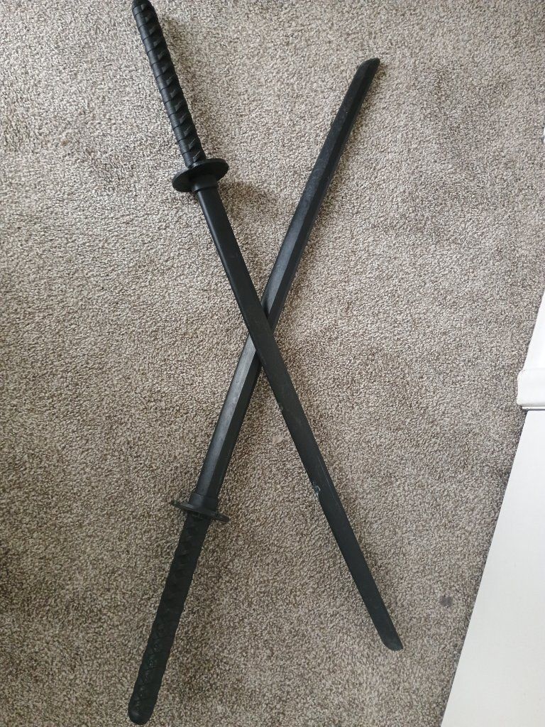 Pair of Black Training plastic Swords - Durable Martial Arts Practice Katanas