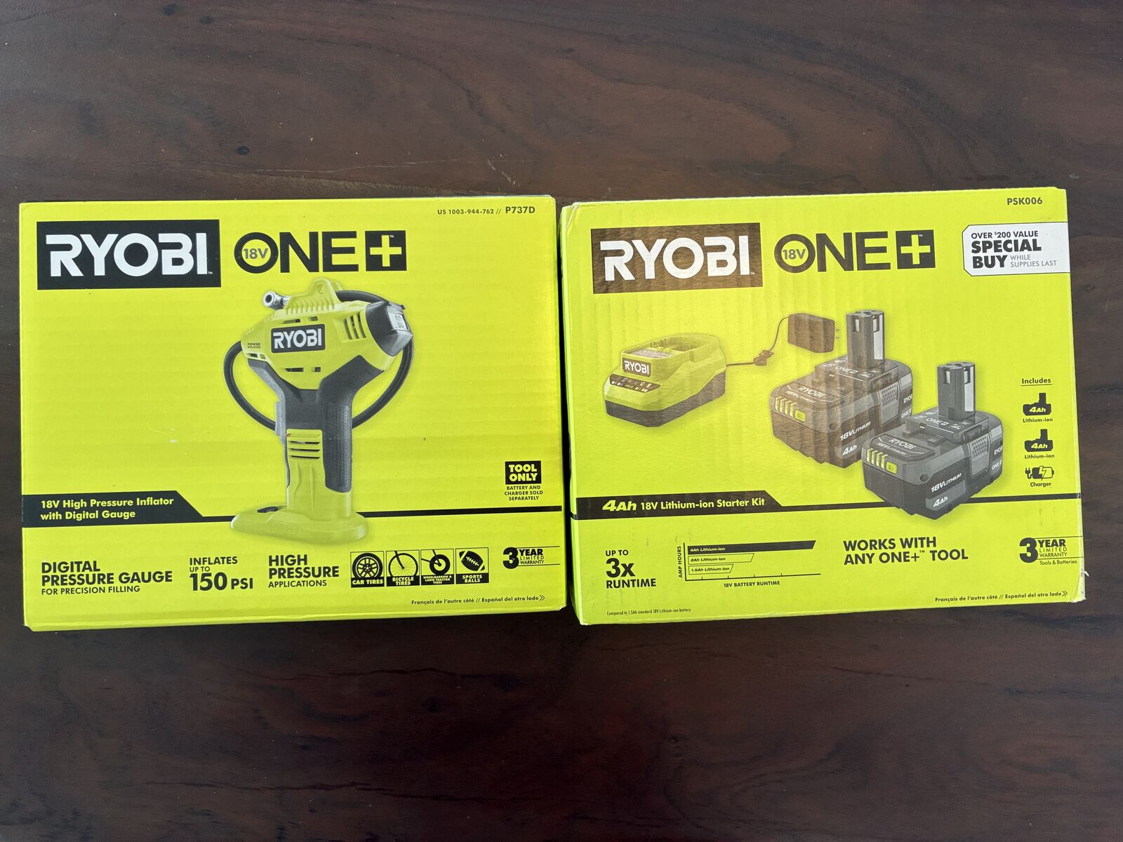 Ryobi 4Ah Battery 2-Pack and Inflator