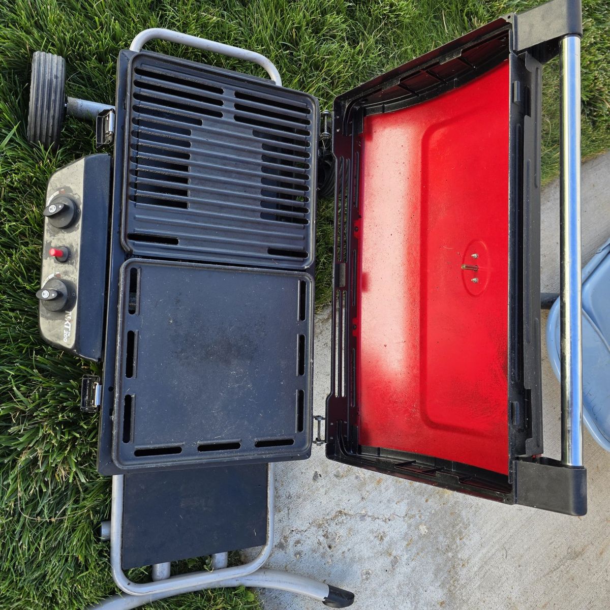 Coleman NXT 200 Portable Propane Grill Red with Griddle and Grate UsedGood Condition