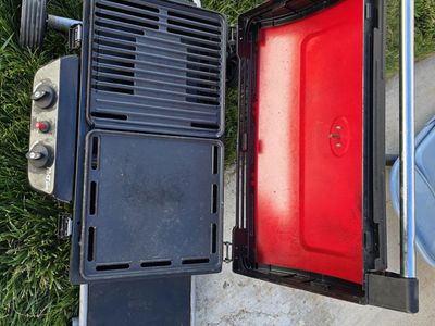 Coleman NXT 200 Portable Propane Grill Red with Griddle and Grate UsedGood Condition