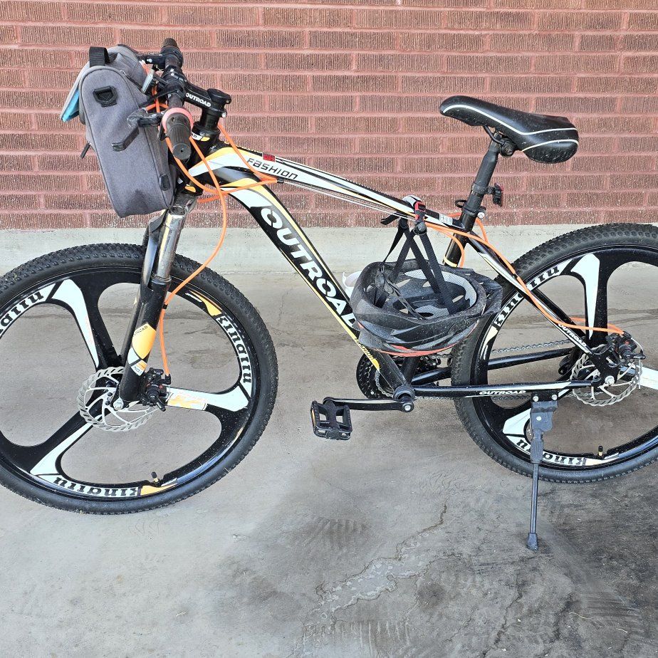 Black and Orange Multi-gear Bicycle - With Helmet