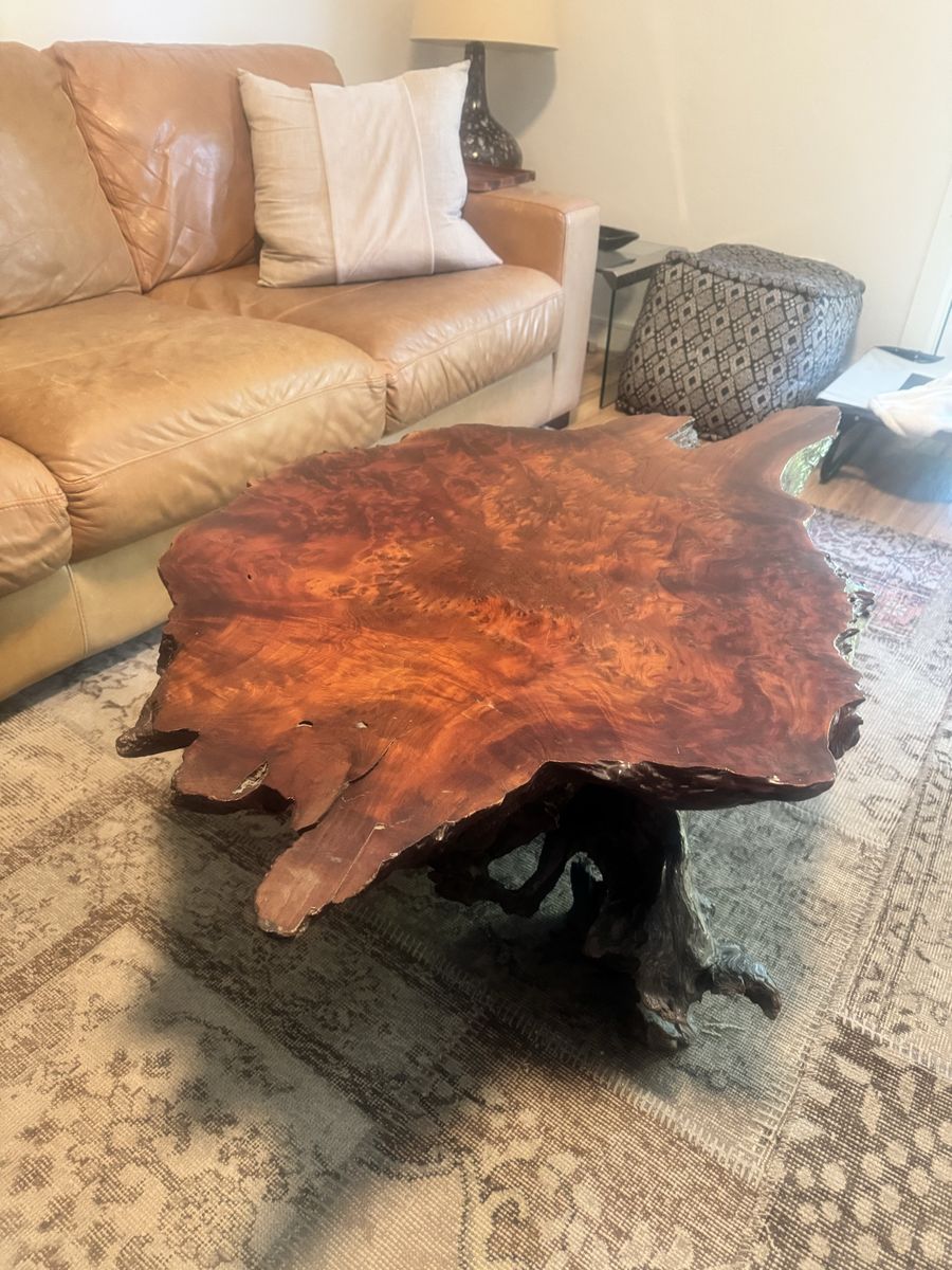 MCM Burl redwood coffee table