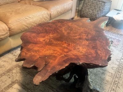 MCM Burl redwood coffee table