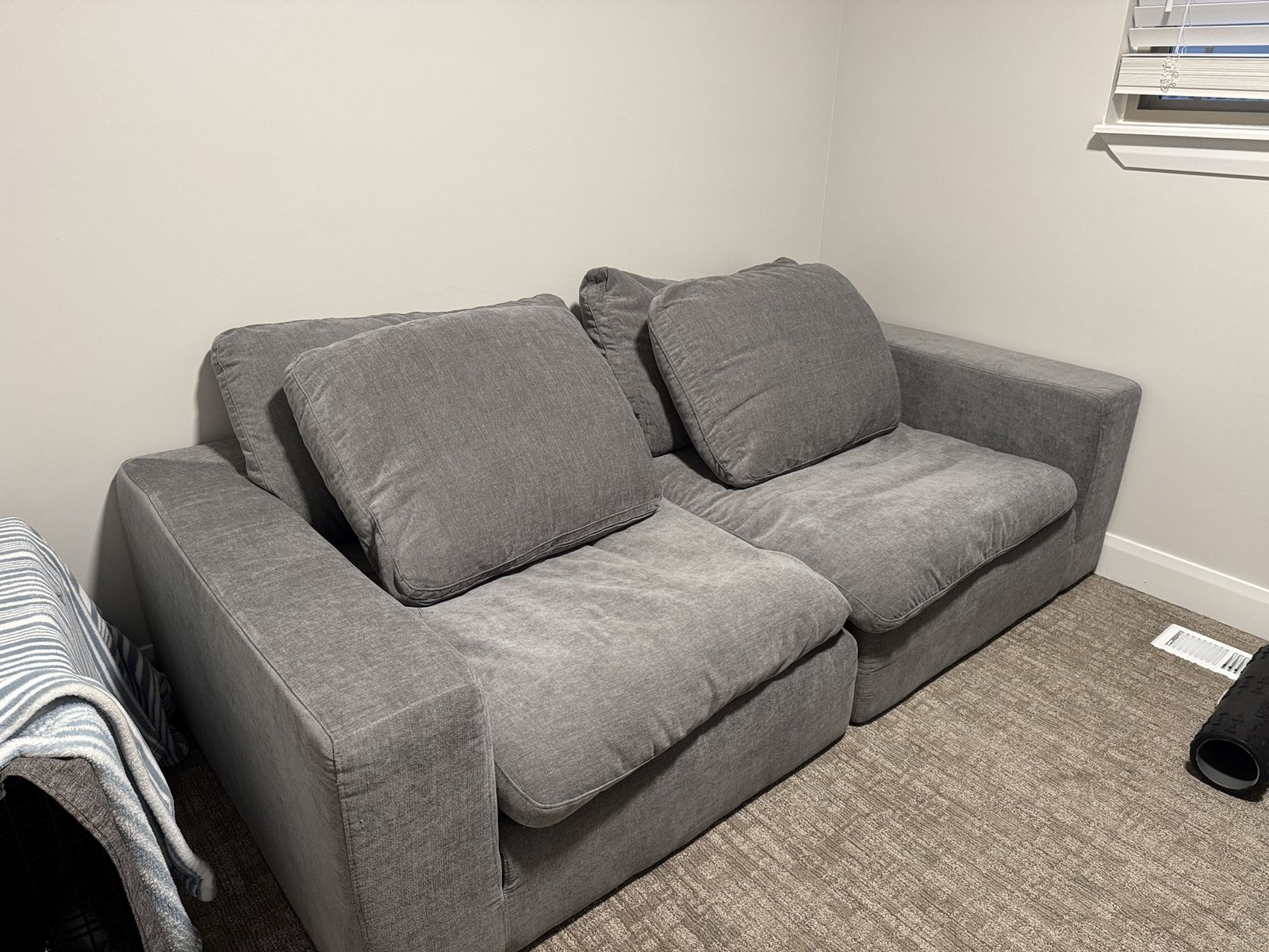 Gray Fabric Two-Seat Sofa