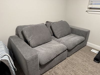 Gray Fabric Two-Seat Sofa