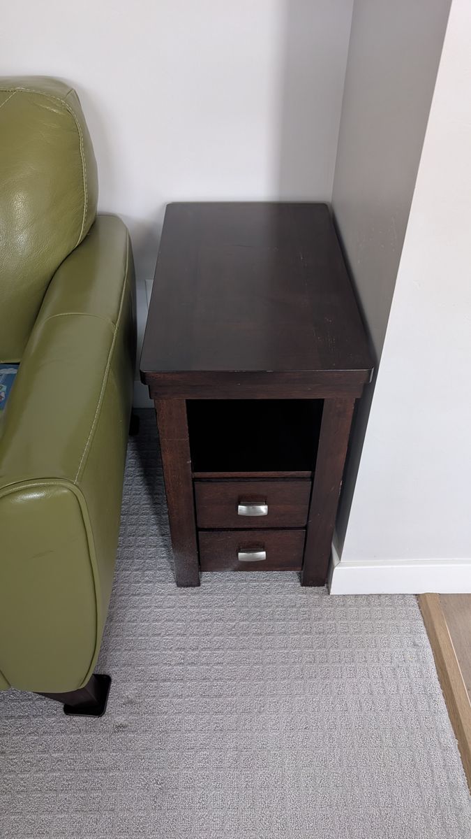Brown Side Table with Drawers