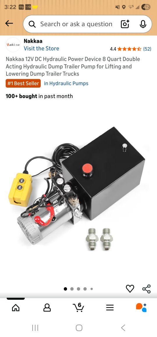 Nakkaa 12V DC Hydraulic Power Device 8 Quart Single Acting Hydraulic Dump Trailer Pump for Lifting a
