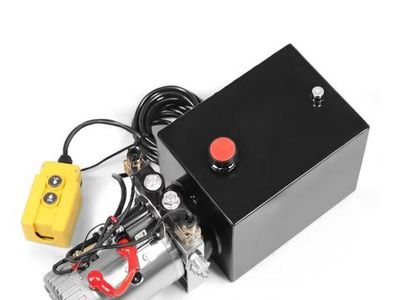 Nakkaa 12V DC Hydraulic Power Device 8 Quart Single Acting Hydraulic Dump Trailer Pump for Lifting a