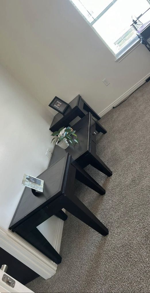 3-Piece Dark Wood Coffee Table Set- $100.00