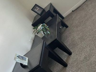 3-Piece Dark Wood Coffee Table Set- $100.00