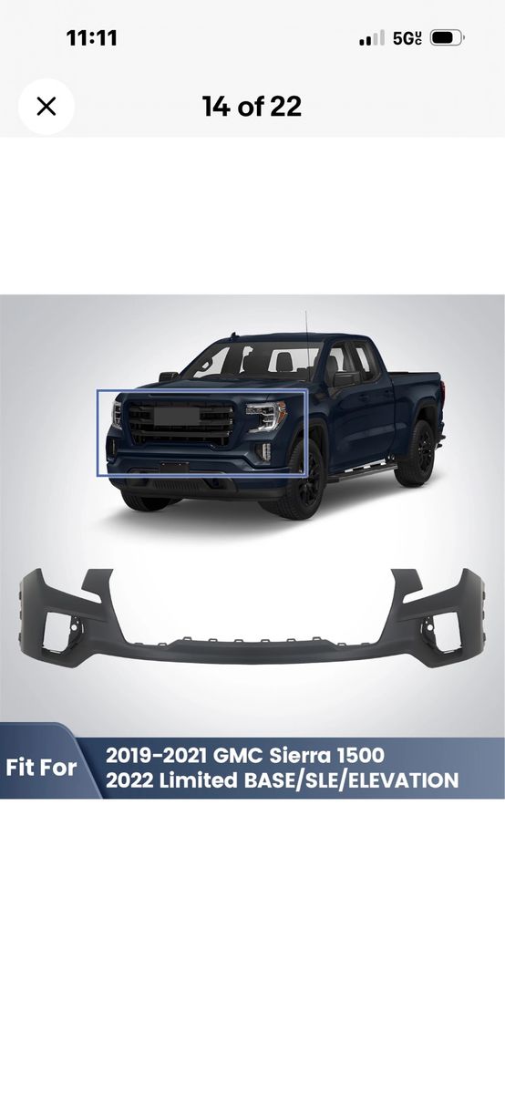 New , GMC 2019-2021 Front Bumper Fascia Valence Trim for 2019-2021 GMC Sierra 1500 & 2022 Limited Base/SLE/Elevation
