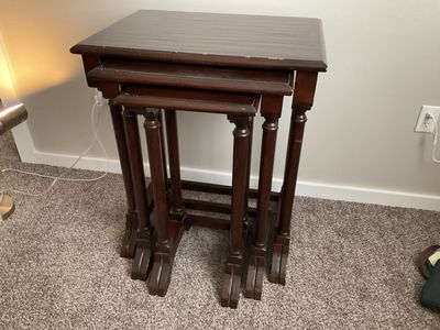Sturdy, solid, wood nesting tables