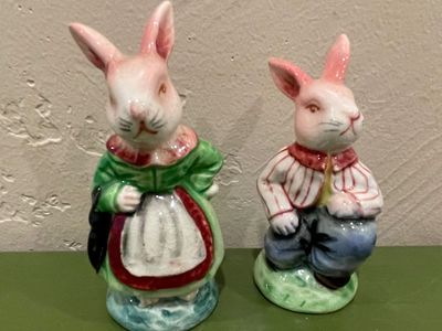 Vintage Peter Rabbit and Mom Salt and Pepper Shakers