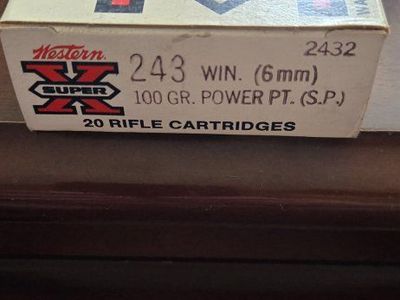Vintage Western Super-X .243 Win 100 Gr. Power Point Rifle Cartridge Box