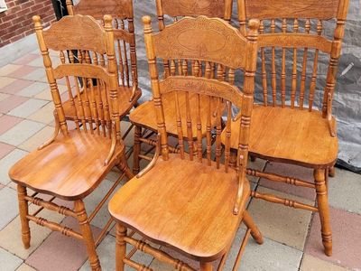 5 Vintage Solid Wood Dining Chairs