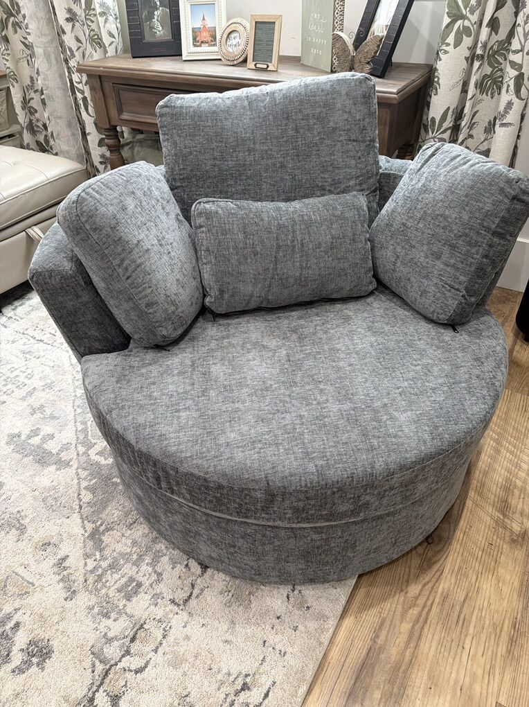 New Grey Round Swivel Chair