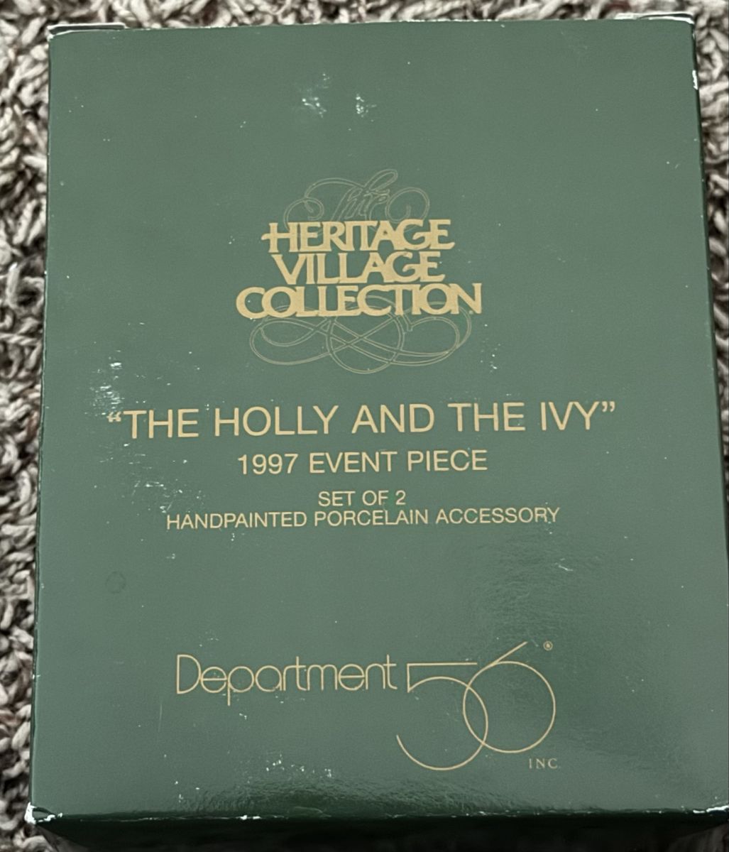 Department 56 Heritage Village Collection "The Holly and the Ivy" 1997 Event Piece Set of 2