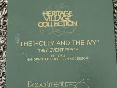 Department 56 Heritage Village Collection "The Holly and the Ivy" 1997 Event Piece Set of 2