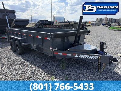 7x16 Lamar DT Dump Trailer - 24" Sides - 14K GVWR - Stabilizer Jacks, Telescopic