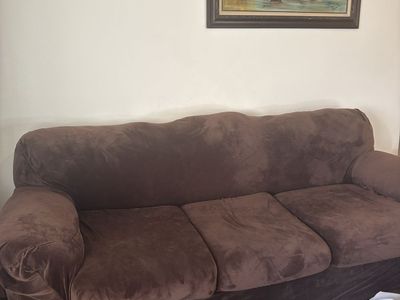 Large couch velvet dark brown