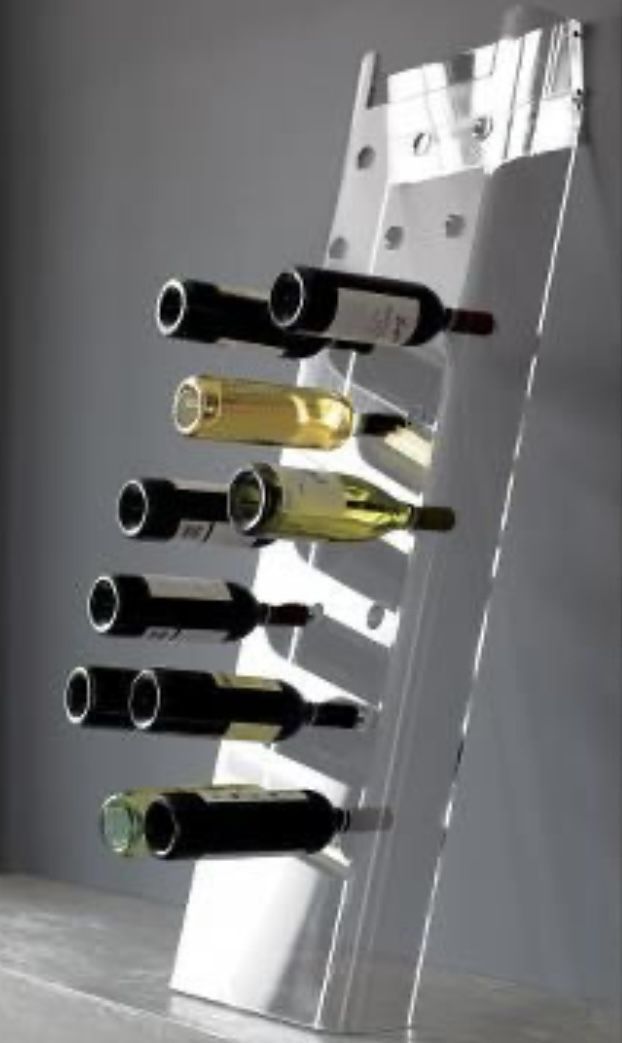 CB2_Lucite Wall-Mounted Wine Rack, Clear Acrylic, Holds 24 Bottles