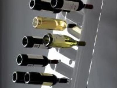 CB2_Lucite Wall-Mounted Wine Rack, Clear Acrylic, Holds 24 Bottles