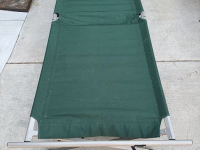 Heavy Duty Folding Camping Cot with Aluminum Frame - Green Fabric