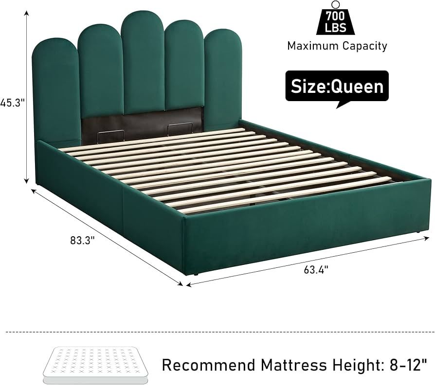 Dark Green Plush full Size Bed