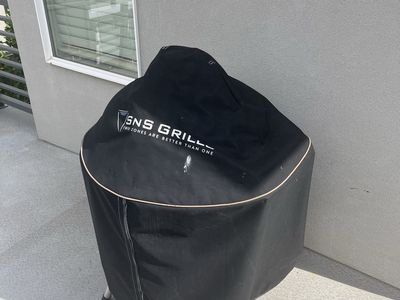 SNS Grills Kettle Grill with Built-in Thermometer, Side Table, and Cover, including add on flat top grill surface griddle