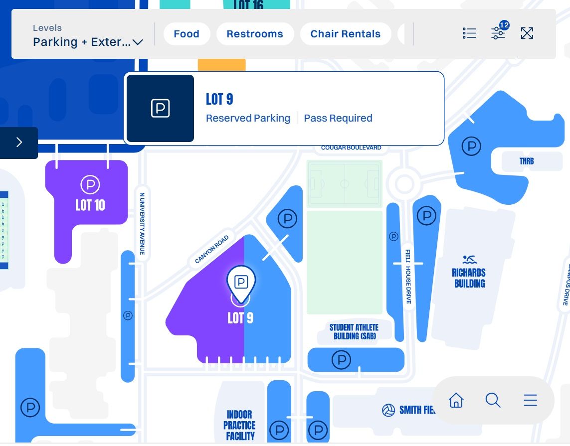 BYU Lot 9 Reserved Parking Pass—Full football season (7games)