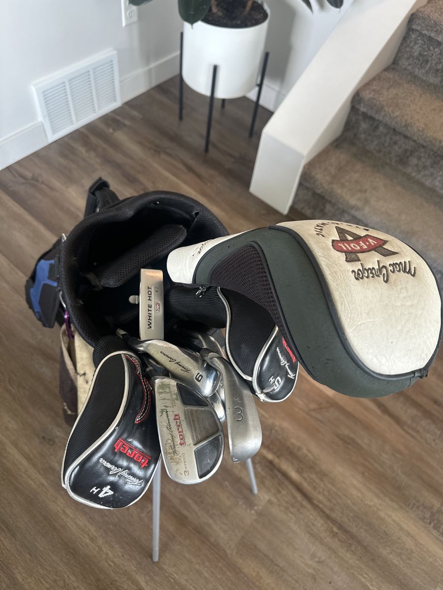 Used Golf Club Set: Tommy Armour Irons, Ping 3 Iron, MacGregor Driver, Odyssey Putter & Stand Bag