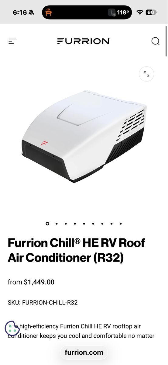 Furrion Chill HE 15k RV Roof Air Conditioner R32 with Air Distribution Box