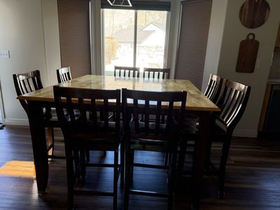 Counter Height Dining Set 8 barstools -adjustable with leaf