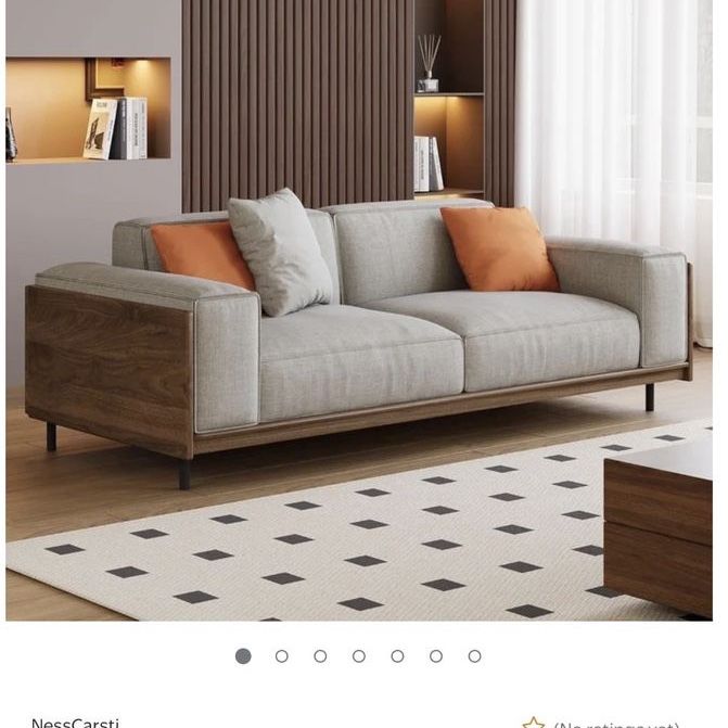 Mid-Century Modern 2-Seater Fabric Sofa
