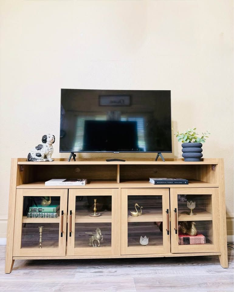 Modern Farmhouse Cottage Style Console TV Stand Center | Modern Console Stand