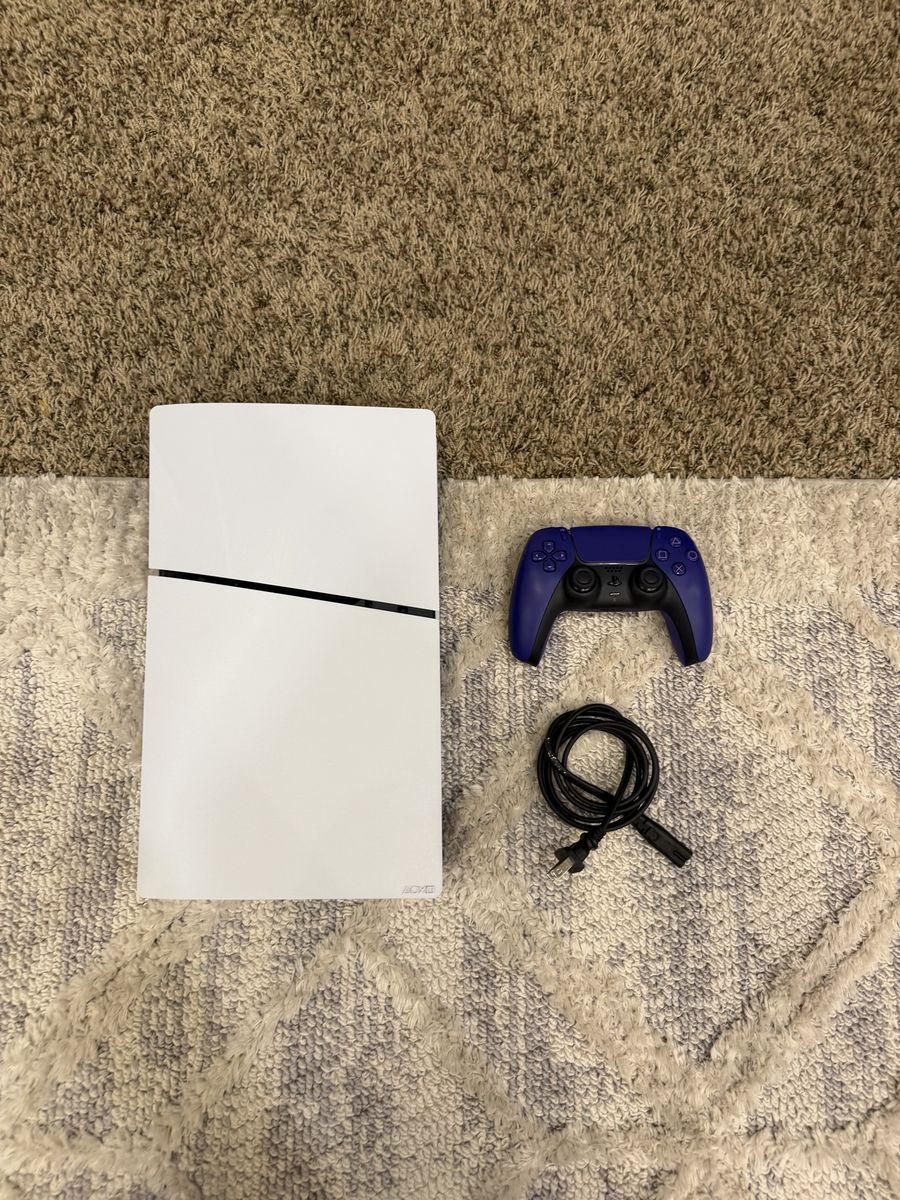 Sony PlayStation 5 PS5 Disc Console White with Midnight Blue DualSense Controller & Power Cable
