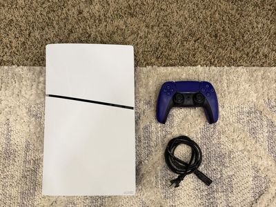 Sony PlayStation 5 PS5 Disc Console White with Midnight Blue DualSense Controller & Power Cable