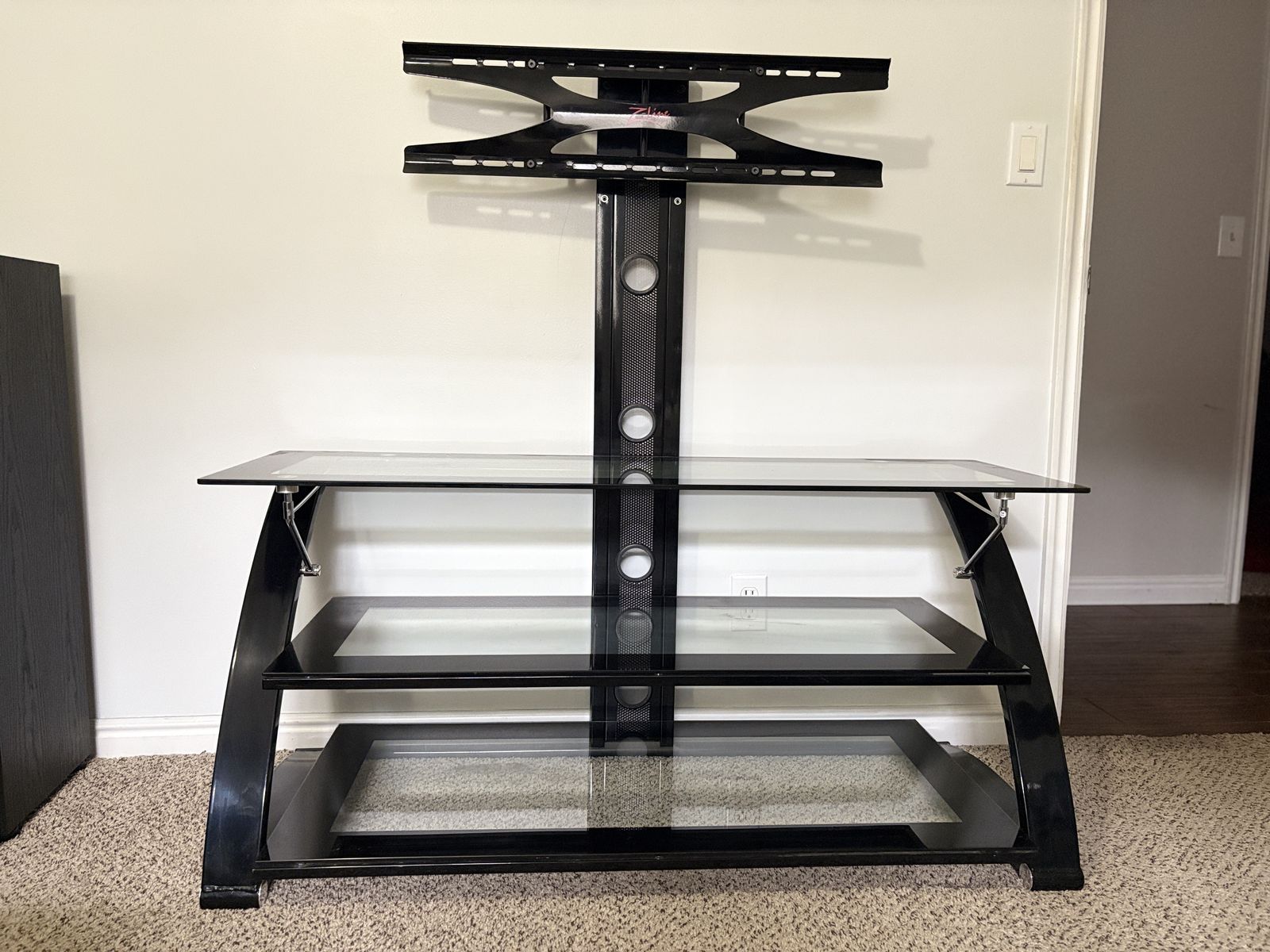 Black 3-Tier Glass TV Stand