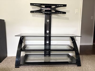 Black 3-Tier Glass TV Stand