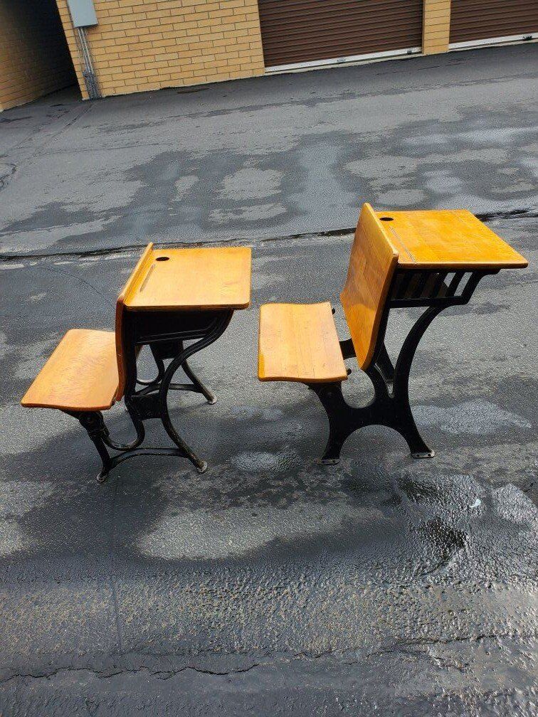 Old children's school desks