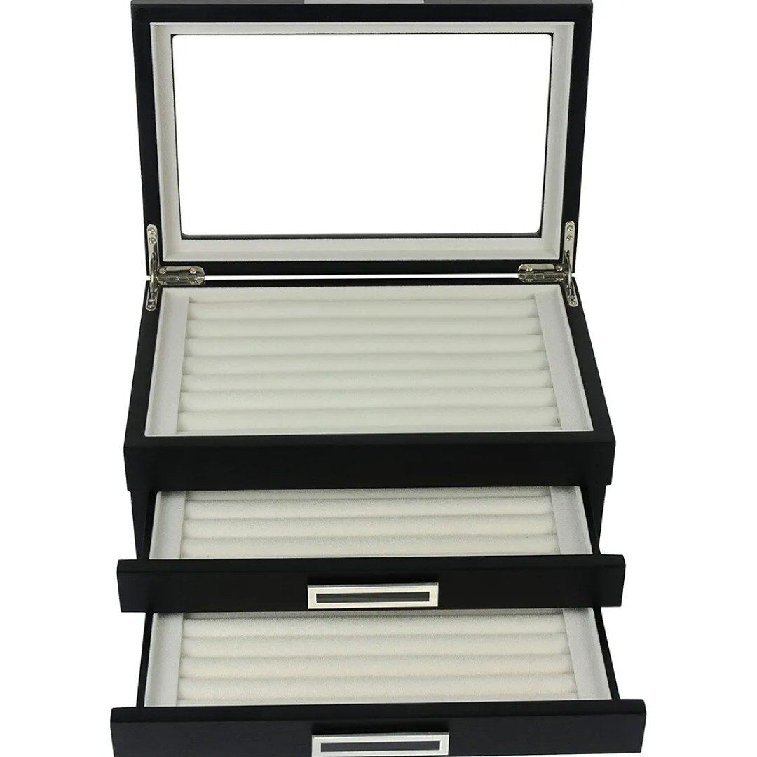 black ebony wood ring storage