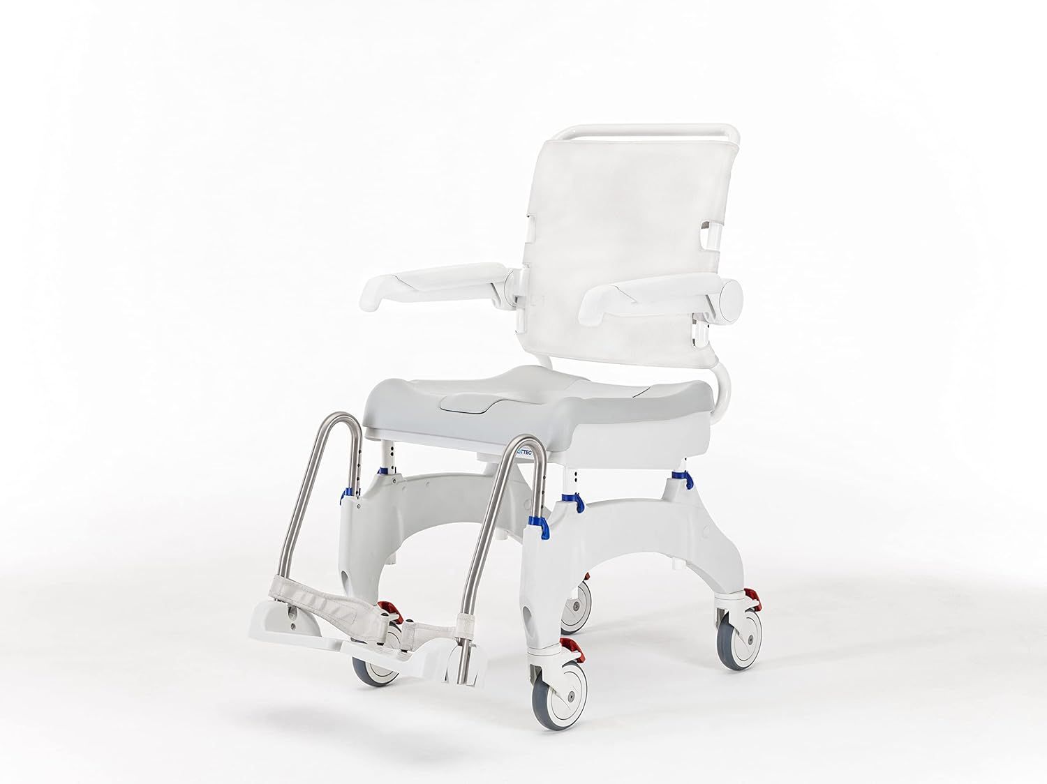 Aquatec Ocean Ergo Shower Wheelchair, Rolling Shower Chair with Wheels and Commode