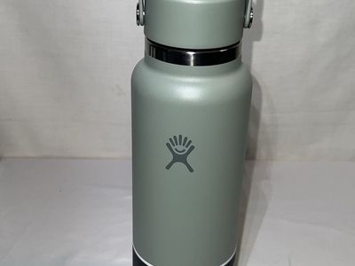 Brand New Hydro Flask 40 oz Wide Mouth Water Bottle with Flex Straw Cap - Sage Green