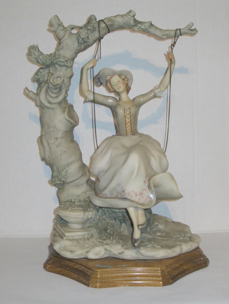 Giuseppe Armani Young Lady On Swing Figurine Statue Vintage Rare 14" in Excellent Condition