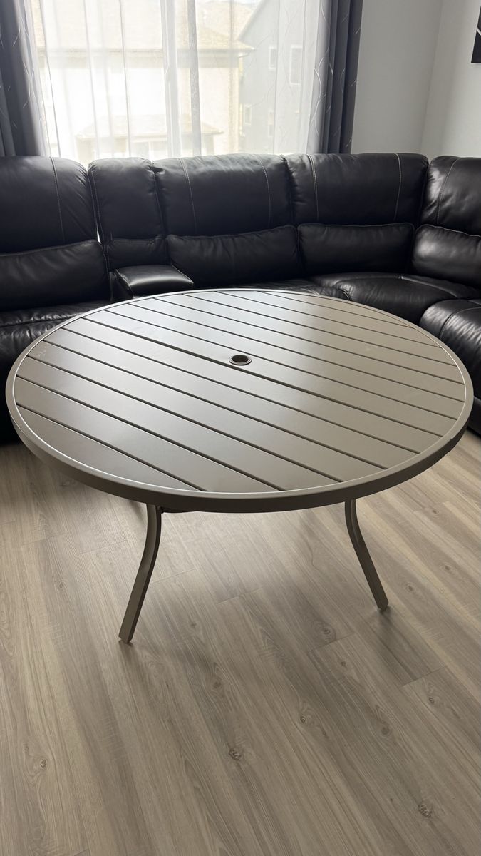 53" Outdoor Round Patio Table for Lawn Garden, All Weather Metal