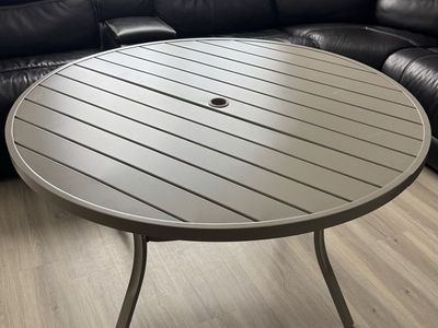 53" Outdoor Round Patio Table for Lawn Garden, All Weather Metal